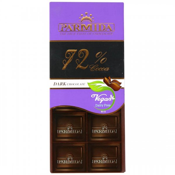 شکلات تلخ 72% پارمیدا مقدار 80 گرم