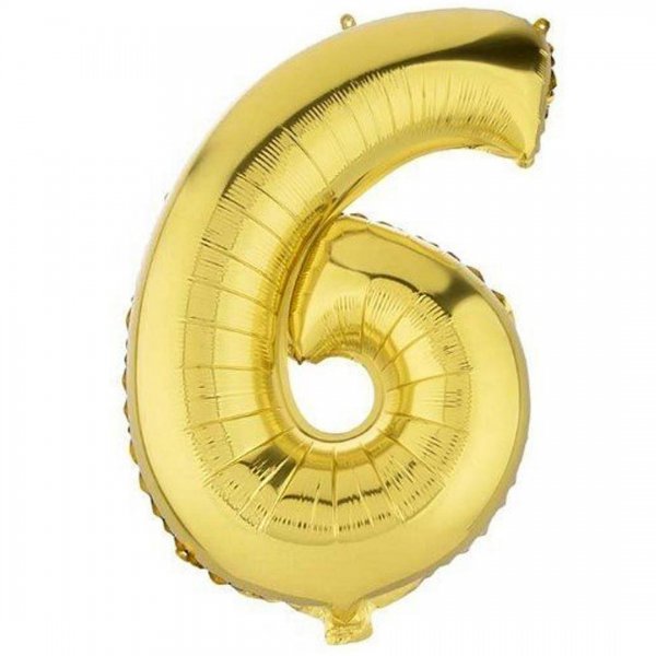 بادکنک فویلی عدد شش 81 سانتی‌متری رنگ طلایی