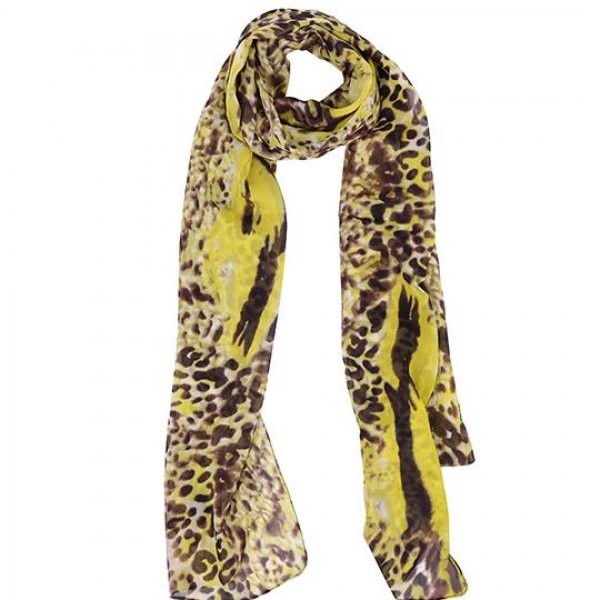 شال حریر پلنگی زرد کد 14