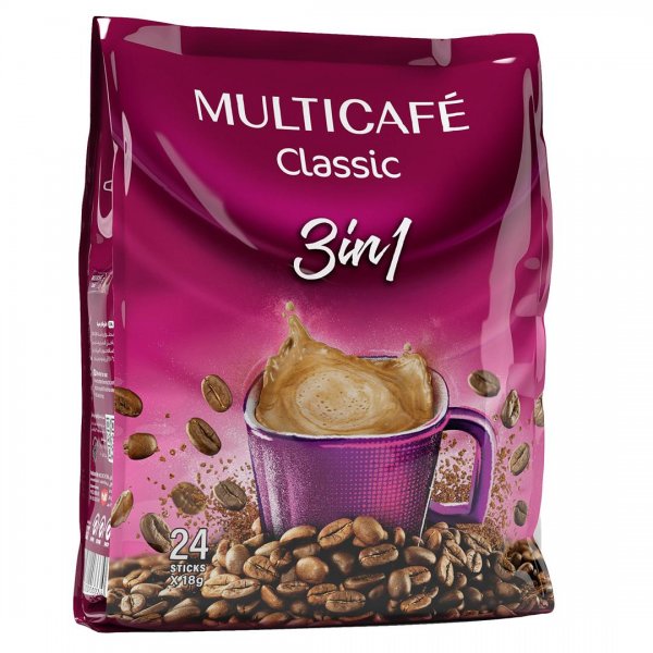 پودر کافی میکس 3 در 1 مولتی کافه بسته 24 عددی