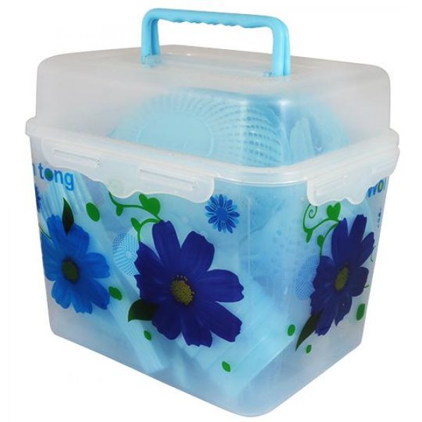 ست مسافرتی 6 نفره گلدار آبی کاوه پلاست 