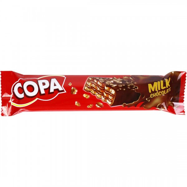 ویفر با کرم کاکائویی شیری و روکش کاکائویی کوپا مقدار 32 گرم