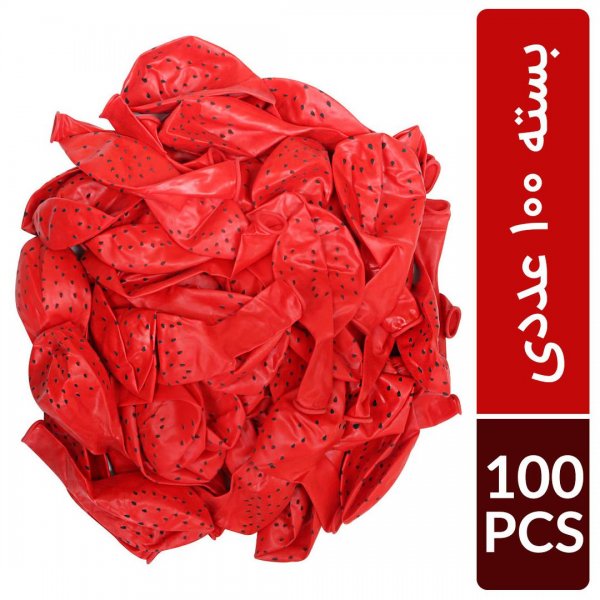 بادکنک  لاتکس یلدا هندوانه‌ای رنگ قرمز بسته 100 عددی