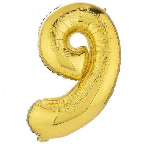 بادکنک فویلی عدد نه 81 سانتی‌متری رنگ طلایی