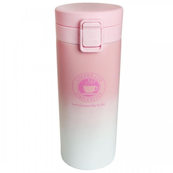 ماگ سفری (تراول ماگ) فلزی رنگ‌ صورتی حجم 500میلی‌لیتر 