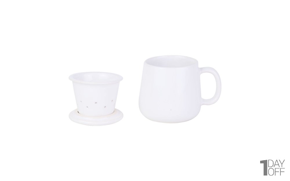 لیوان سرامیکی دمنوش سفید 