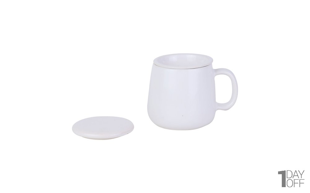 لیوان سرامیکی دمنوش سفید 