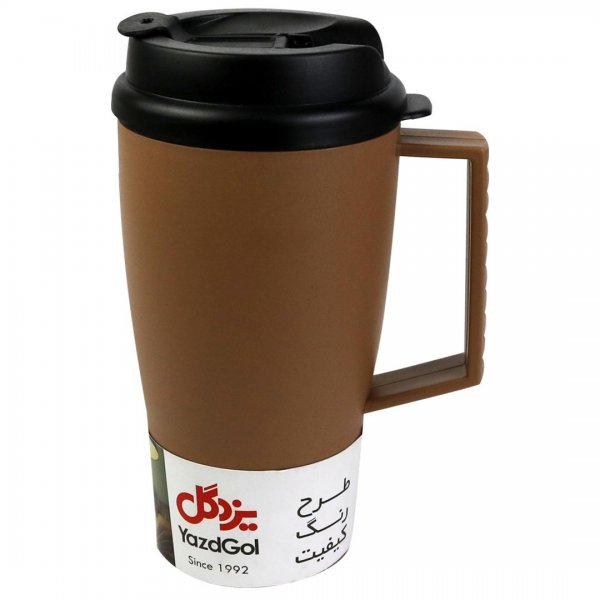 ماگ دوجداره دسته‌دار با ظرفیت 380 میلی‌لیتر کامنوش یزدگل رنگ نسکافه‌ای