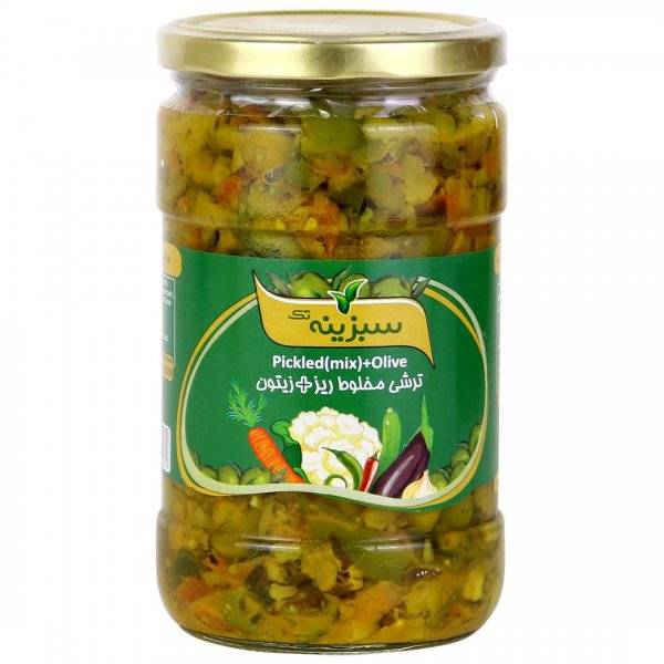 ترشی مخلوط ریز + زیتون سبزینه تک مقدار 670 گرم