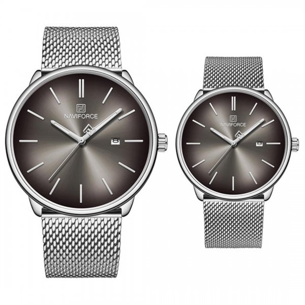 ساعت ست زنانه و مردانه نیوی‌فورس (NAVIFORCE) مدل NF3012L رنگ نقره‌ای کد رنگ S/B
