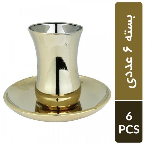 ست فنجان و نعلبکی آینه‌ای رنگ طلایی 6 نفره